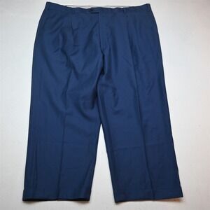 Chiari 44x28 Blue Angelico Super 120s Wool Pleated Cuffed Baggy Dress Mens Pants